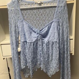 Urban Outfitters Light Blue Lace Blouse
